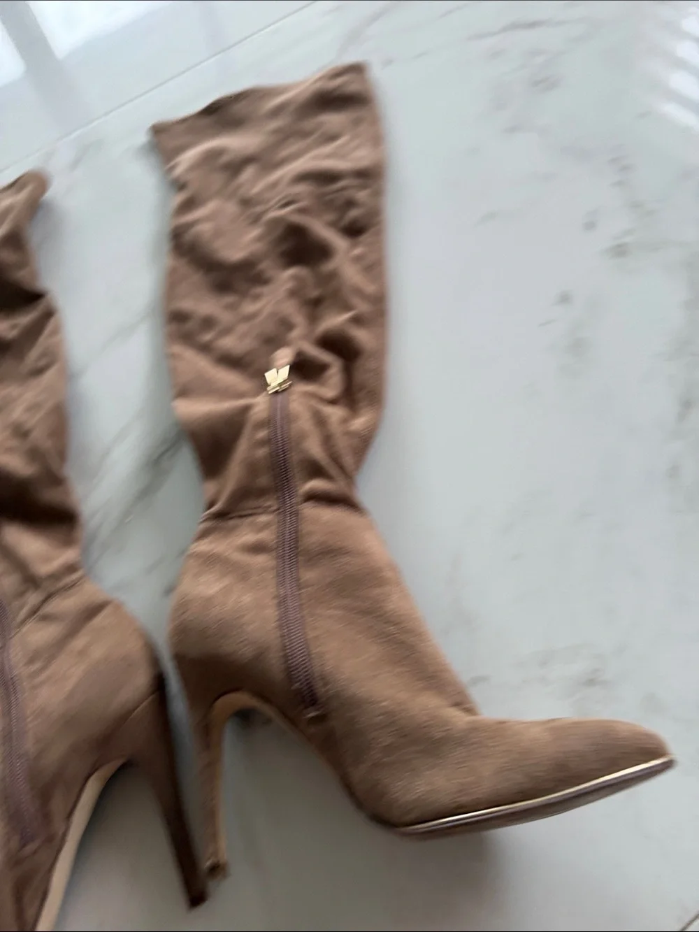 Guess by Marciano Brown Suede Over-the-Knee Stiletto Boots